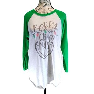 Next Level Raglan Sleeve Graphic Christmas‎ Tee Size M